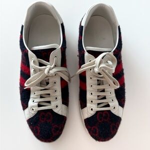 Men’s Gucci Red and Black Wool Sneakers AUTHENTIC